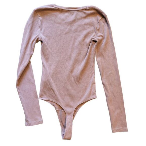 Abercrombie&Fitch Bodysuit Women's XS Tan Soft A&F Ribbed Long Sleeve - Picture 2 of 4